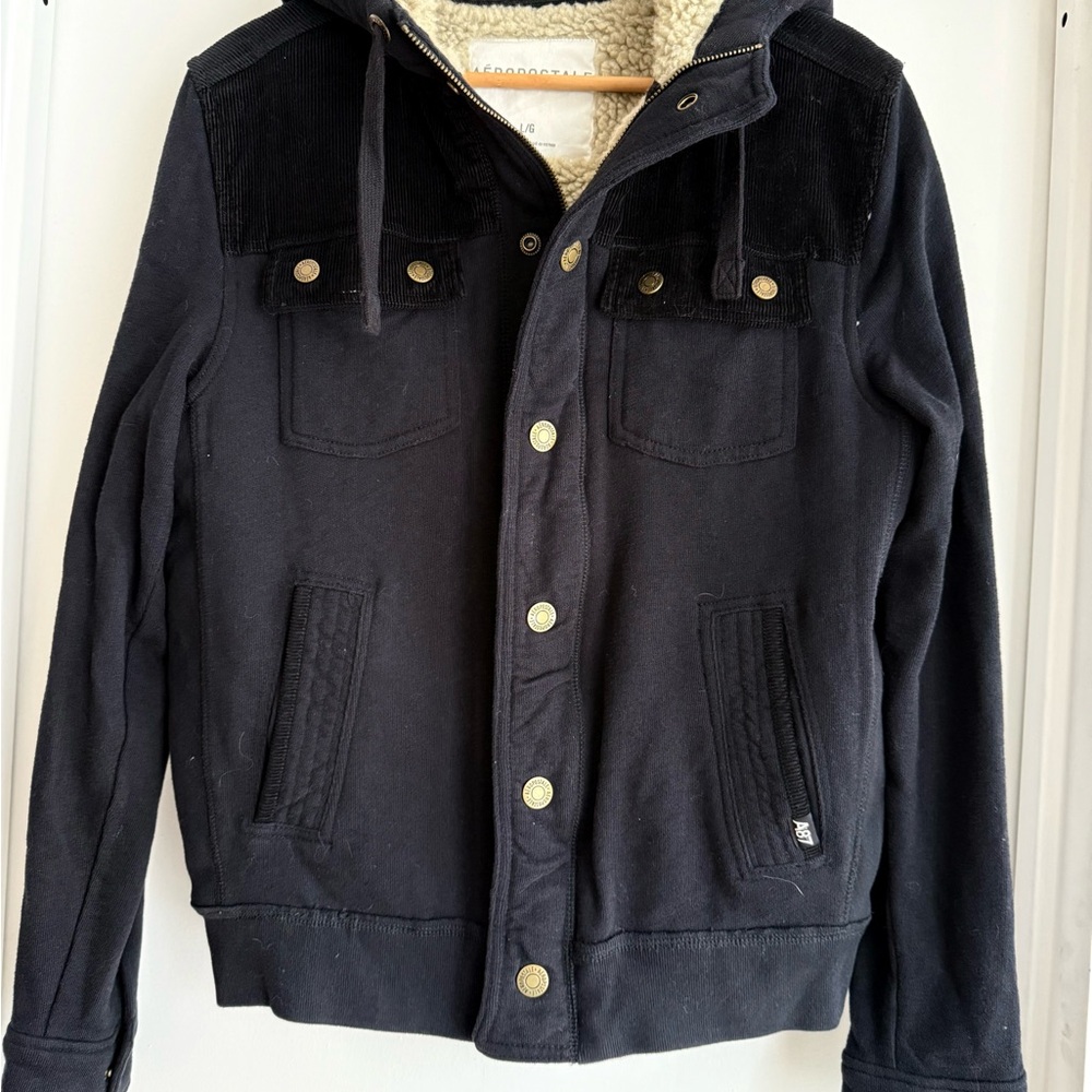 Aeropostale Black Bomber Jacket with Hood